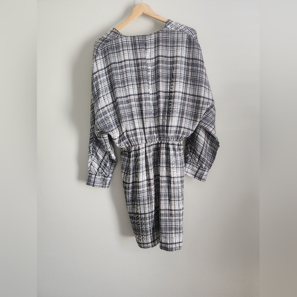 Zara Satin Effect long sleeve dress womens size Large academia plaid classic - Picture 12 of 16